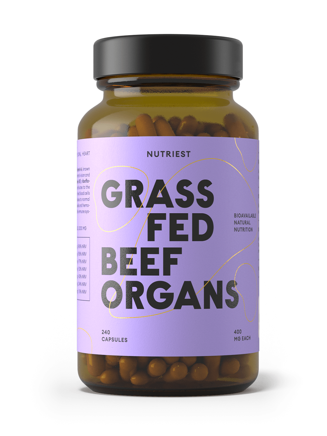 Getrocknete Bio Weiderind Beef Organs in Kapseln