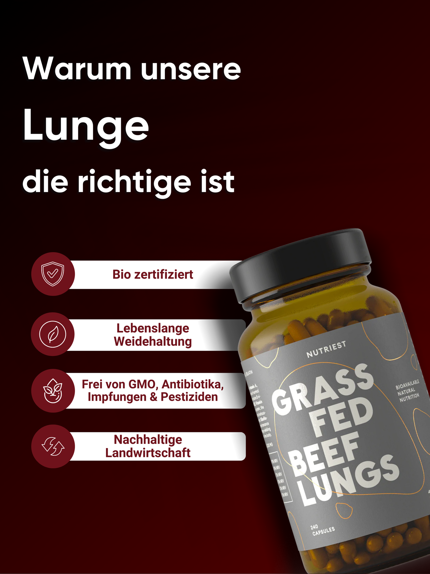 Grass Fed Desiccated Beef Lung Supplement