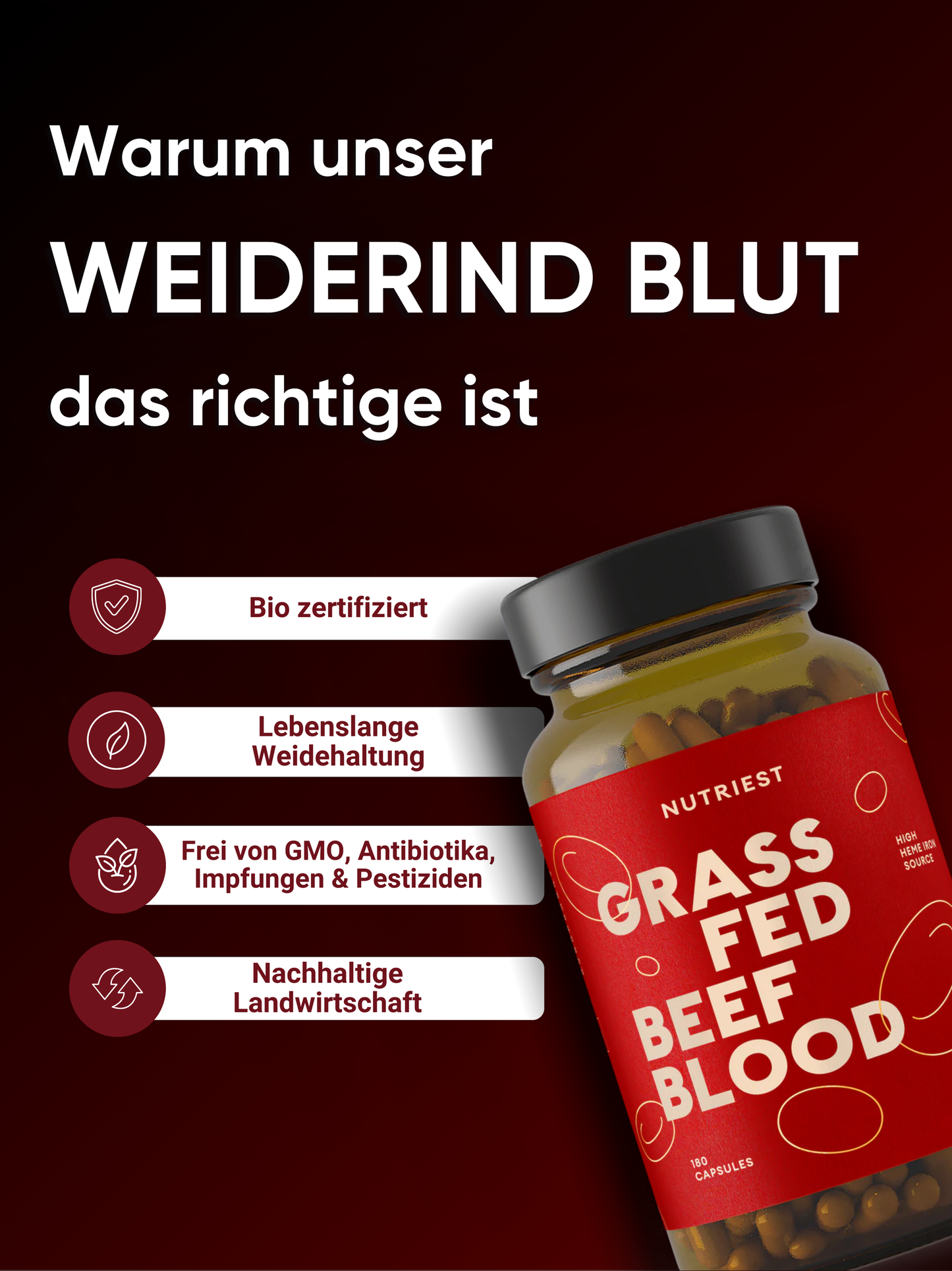 Grass Fed Desiccated Beef Blood Supplement