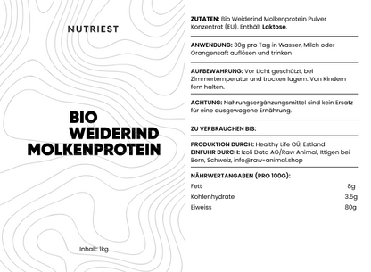 Premium Whey Protein aus Bio Weidemilch